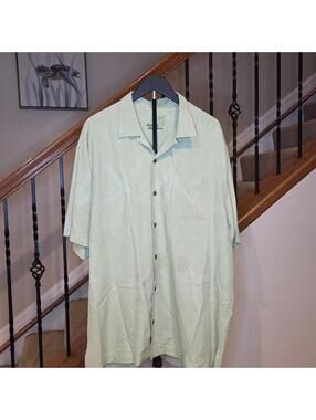 Tommy Bahama Shirt Mens XL Silk Palm Hawaiian Button Green Mint
